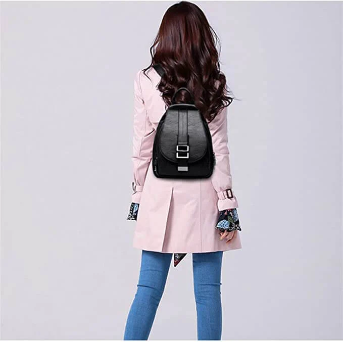 Genuine Leather Backpack for Women Water Resistant Anti Theft Travel Bag - Image 10