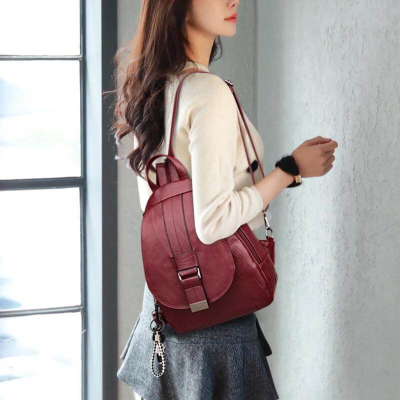 Genuine Leather Backpack for Women Water Resistant Anti Theft Travel Bag - Image 14
