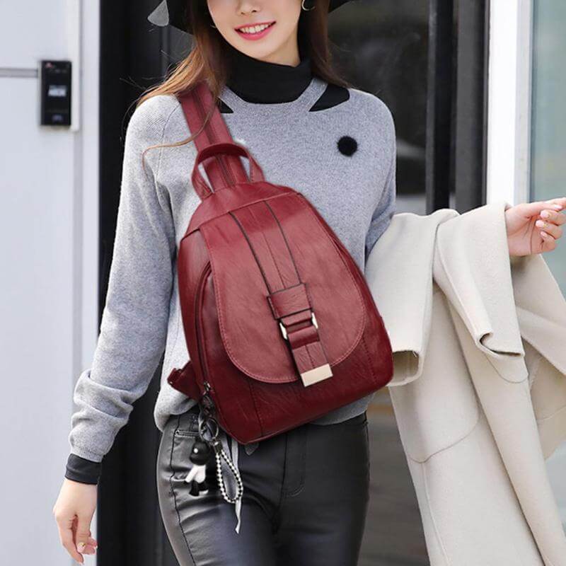 Genuine Leather Backpack for Women Water Resistant Anti Theft Travel Bag - Image 16