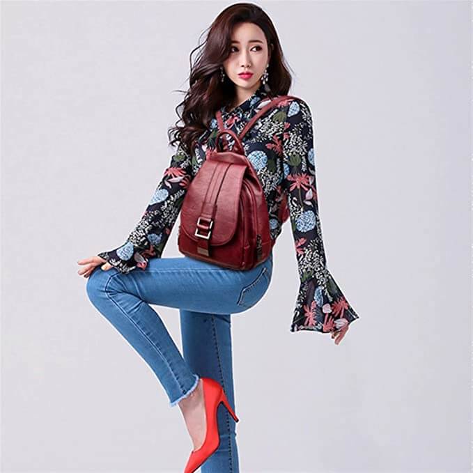 Genuine Leather Backpack for Women Water Resistant Anti Theft Travel Bag - Image 17