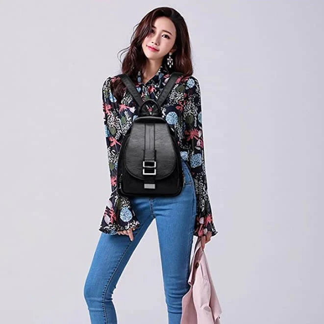 Genuine Leather Backpack for Women Water Resistant Anti Theft Travel Bag - Image 18