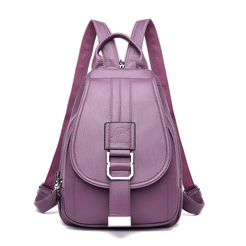 Genuine Leather Backpack for Women Water Resistant Anti Theft Travel Bag - Image 3