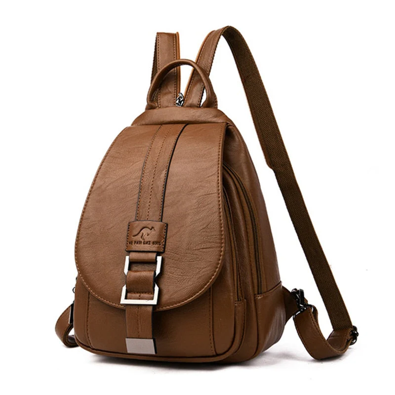 Genuine Leather Backpack for Women Water Resistant Anti Theft Travel Bag - Image 4