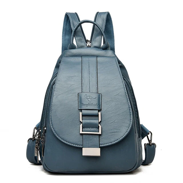 Genuine Leather Backpack for Women Water Resistant Anti Theft Travel Bag - Image 5
