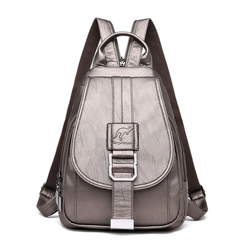 Genuine Leather Backpack for Women Water Resistant Anti Theft Travel Bag - Image 6