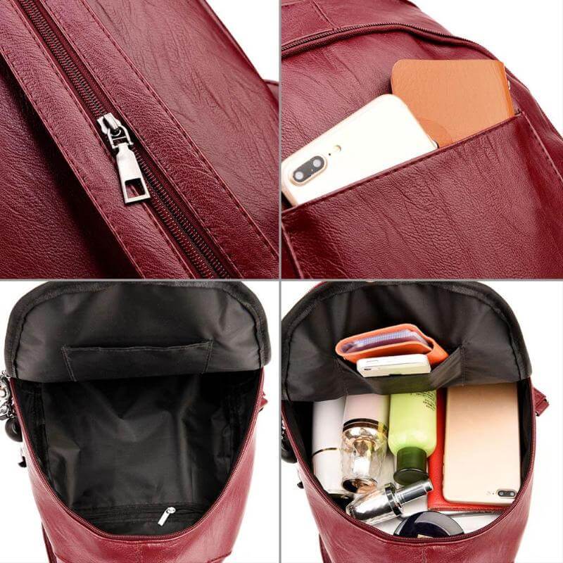 Genuine Leather Backpack for Women Water Resistant Anti Theft Travel Bag - Image 9