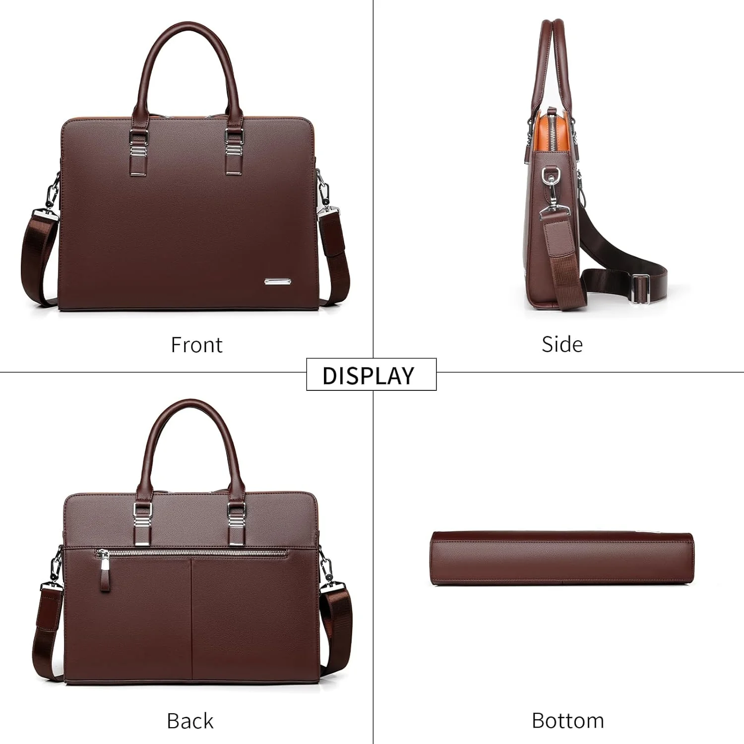 Genuine Leather Business Briefcase 15.6 Inch Laptop Bag Multi Compartment - Image 10