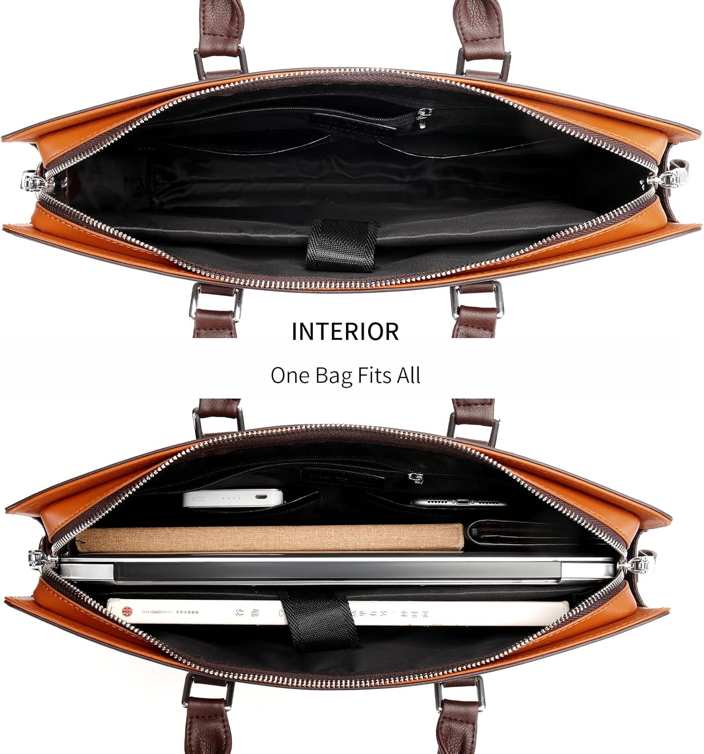 Genuine Leather Business Briefcase 15.6 Inch Laptop Bag Multi Compartment - Image 12