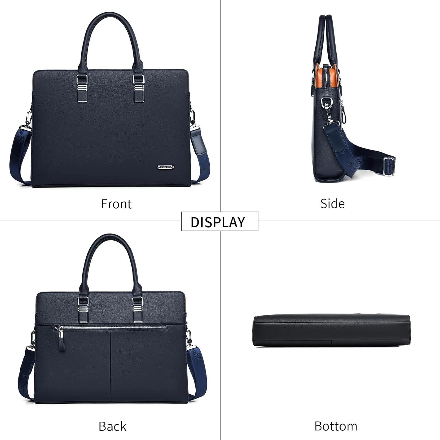 Genuine Leather Business Briefcase 15.6 Inch Laptop Bag Multi Compartment - Image 13