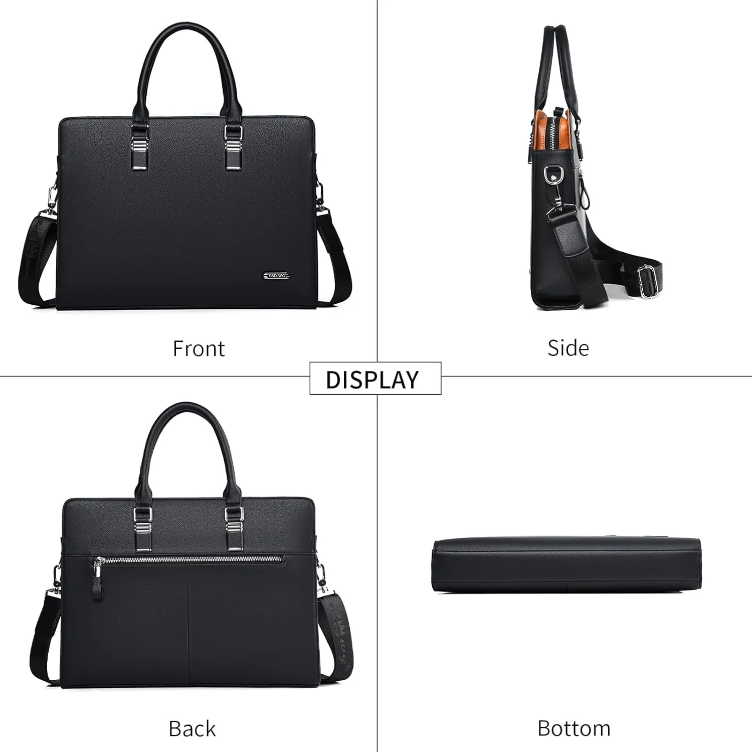 Genuine Leather Business Briefcase 15.6 Inch Laptop Bag Multi Compartment - Image 16