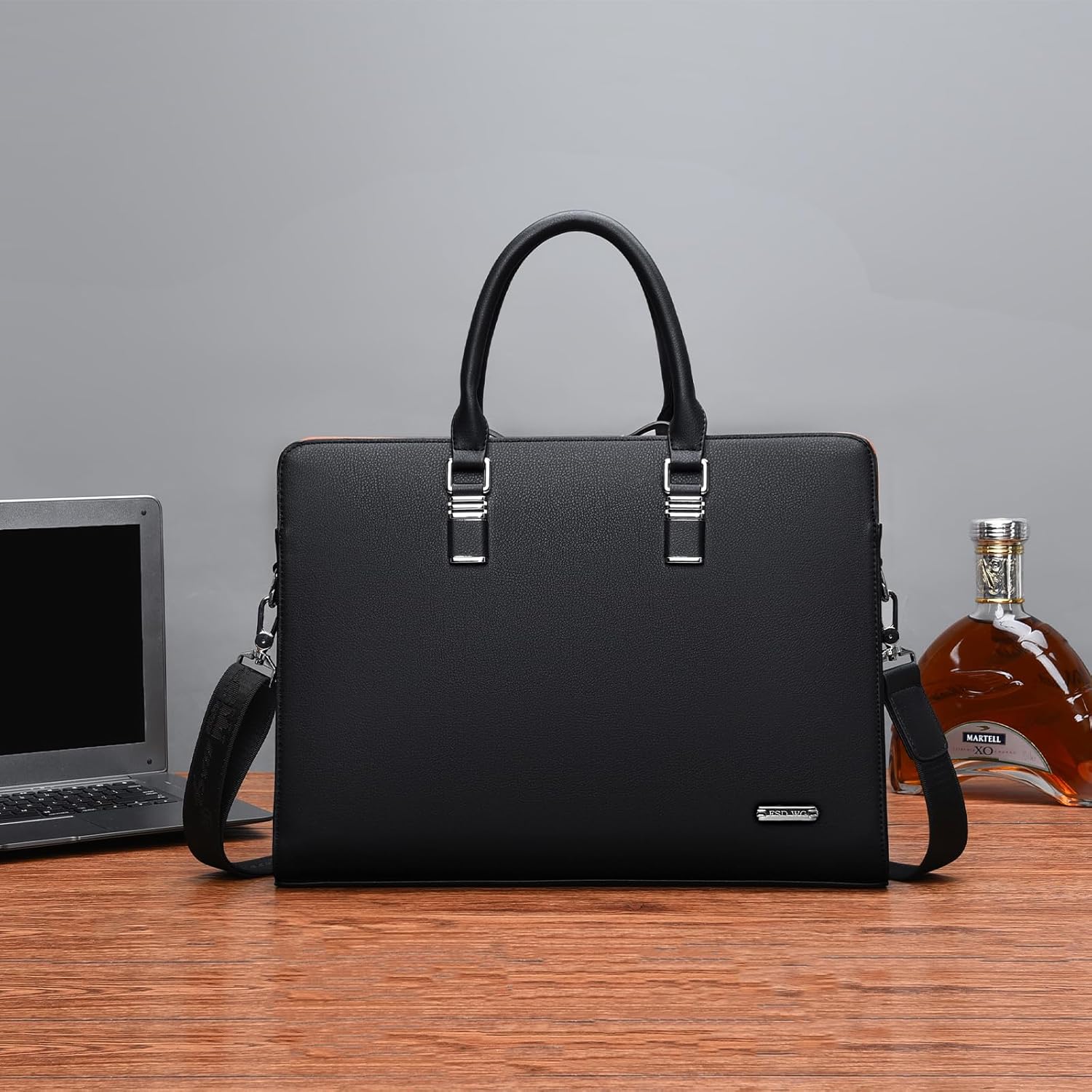 Genuine Leather Business Briefcase 15.6 Inch Laptop Bag Multi Compartment - Image 2