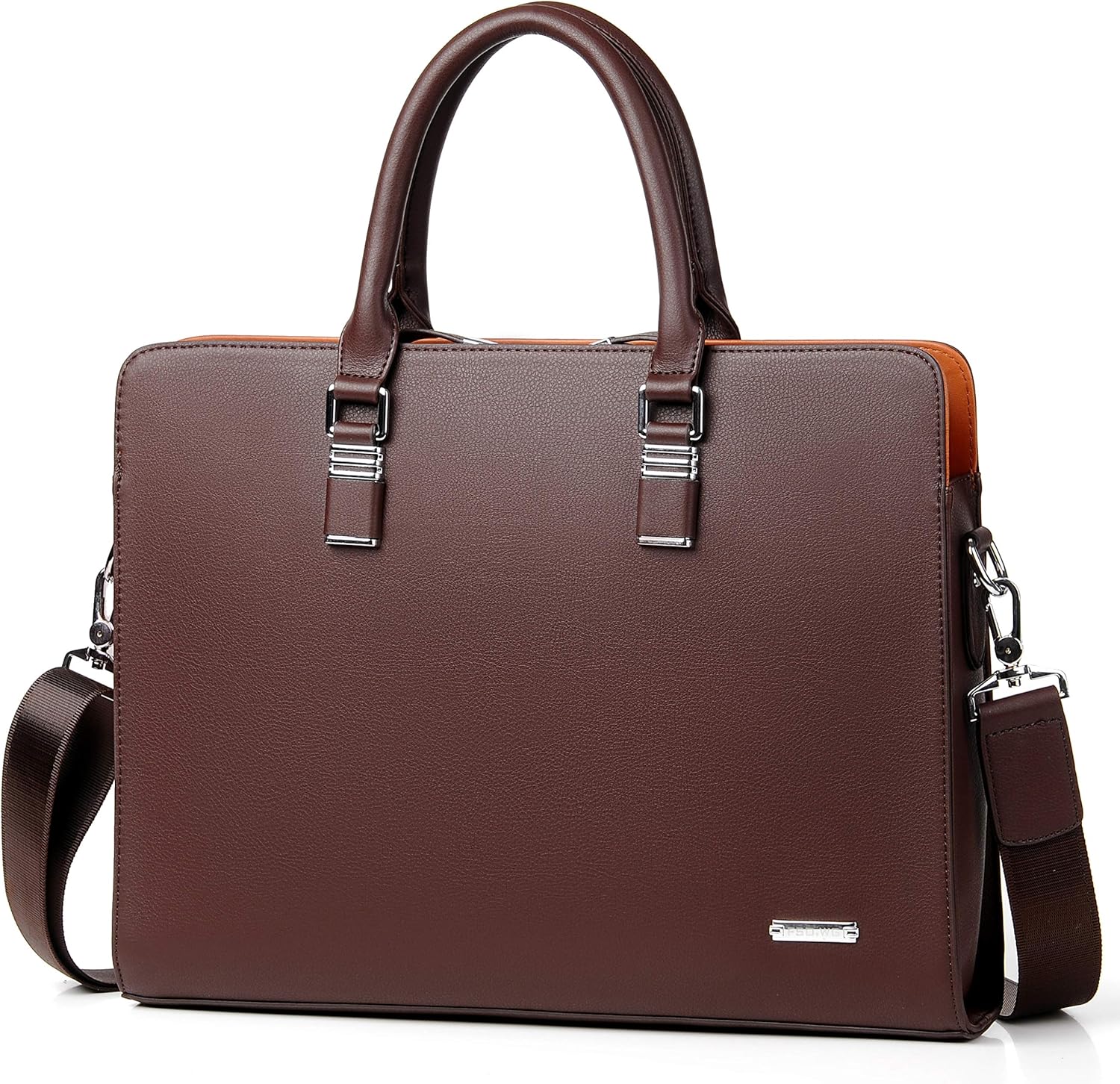 Genuine Leather Business Briefcase 15.6 Inch Laptop Bag Multi Compartment - Image 3