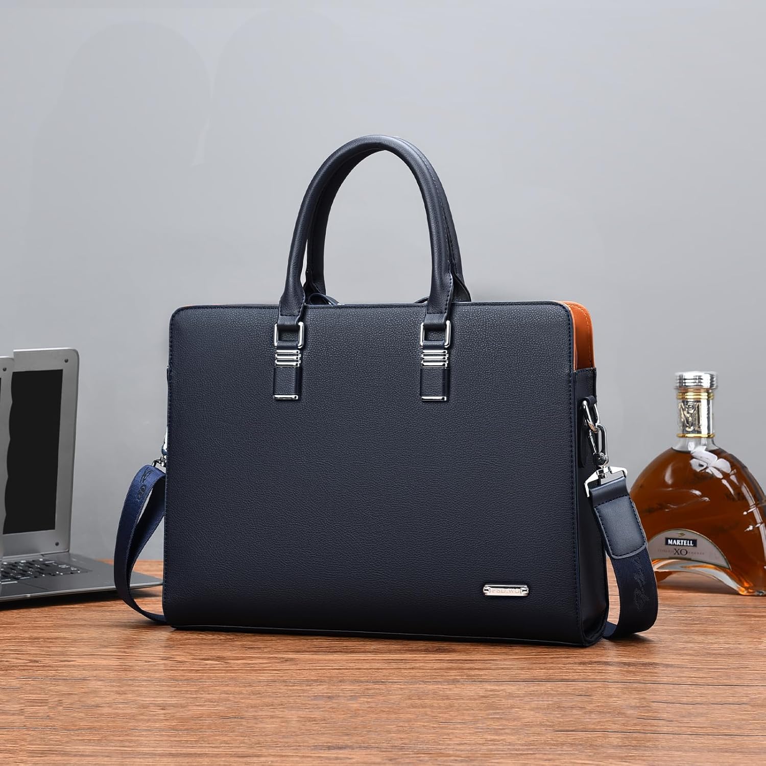 Genuine Leather Business Briefcase 15.6 Inch Laptop Bag Multi Compartment - Image 7