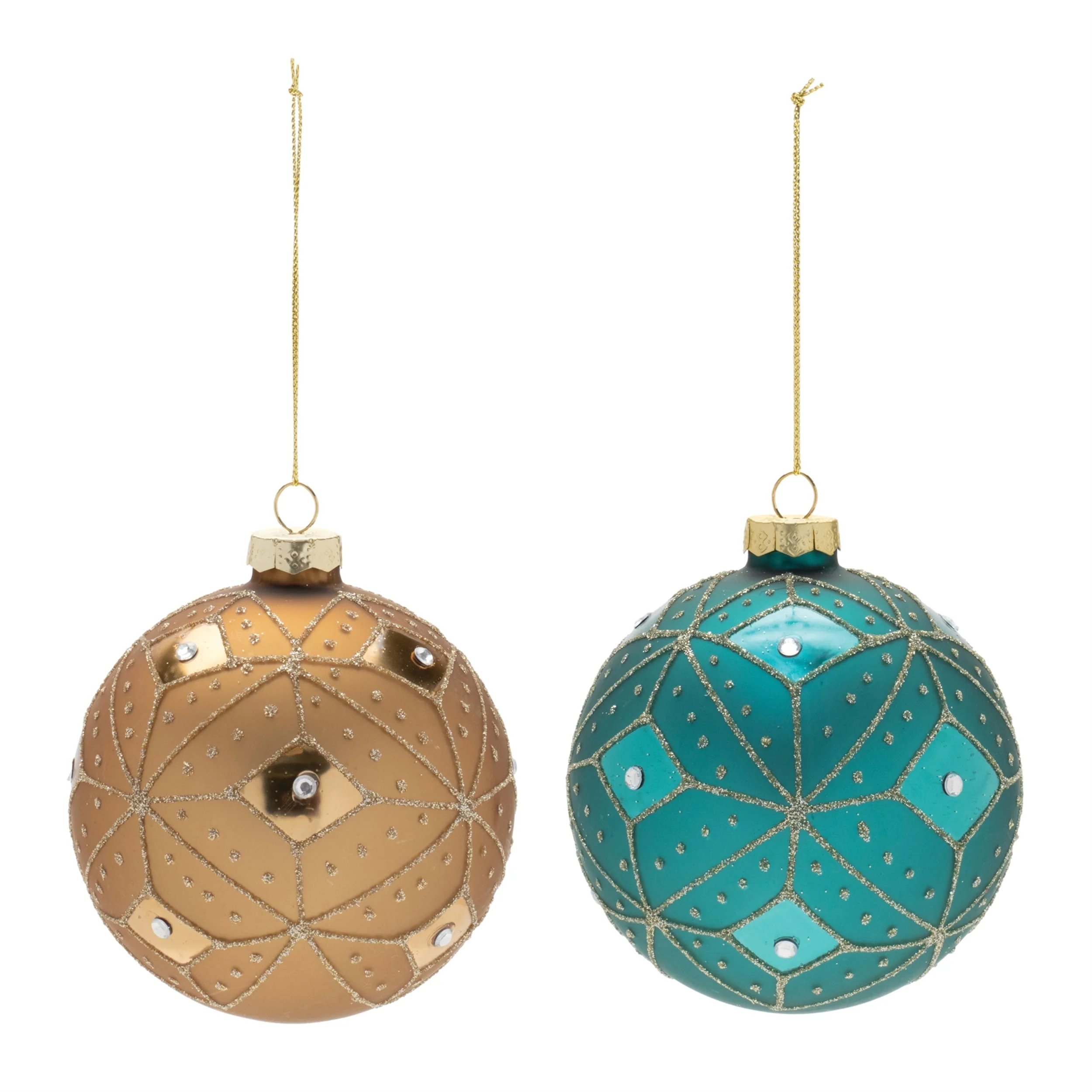 Geometric Glittered Glass Ball Ornament (Set of 6) - Image 2