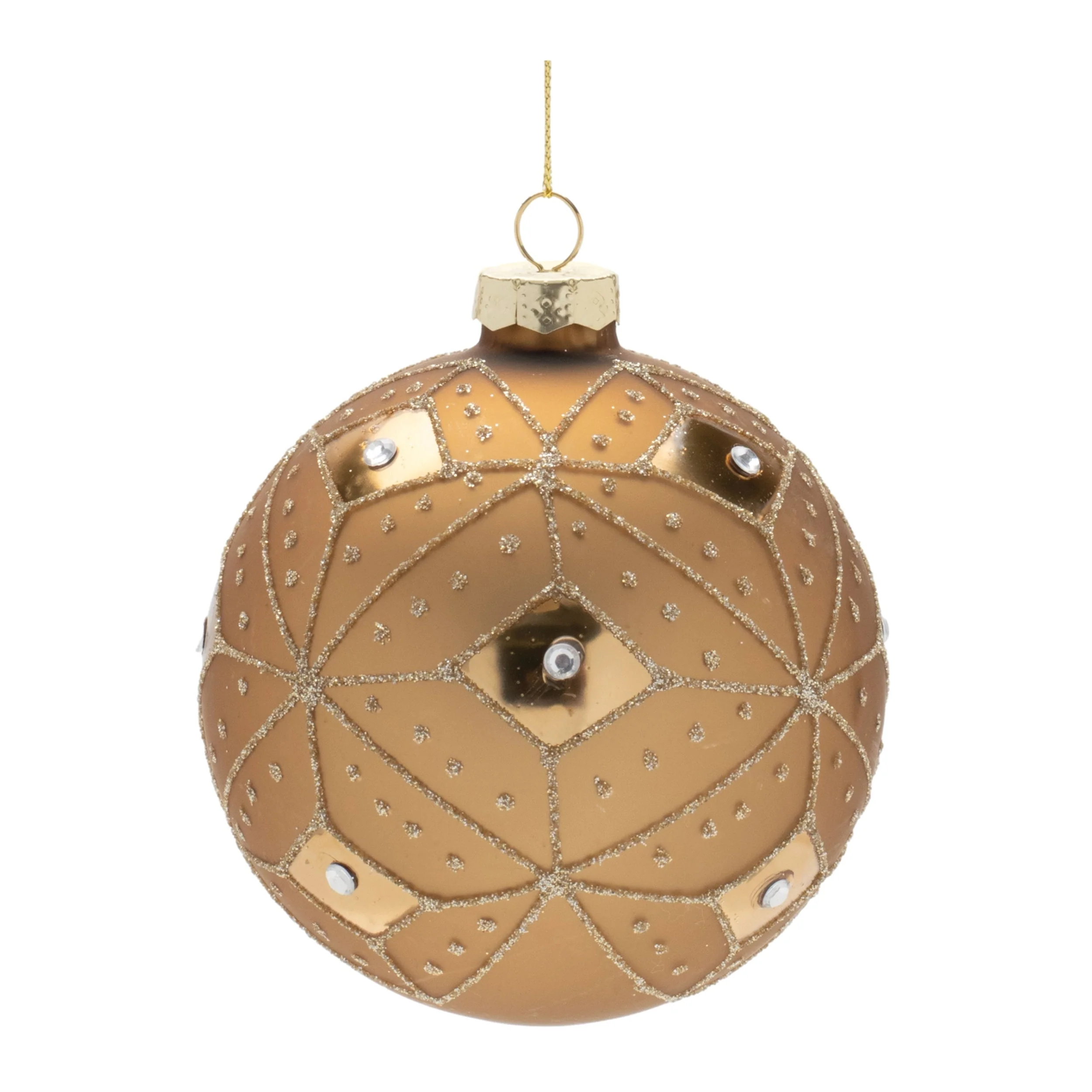 Geometric Glittered Glass Ball Ornament (Set of 6) - Image 3