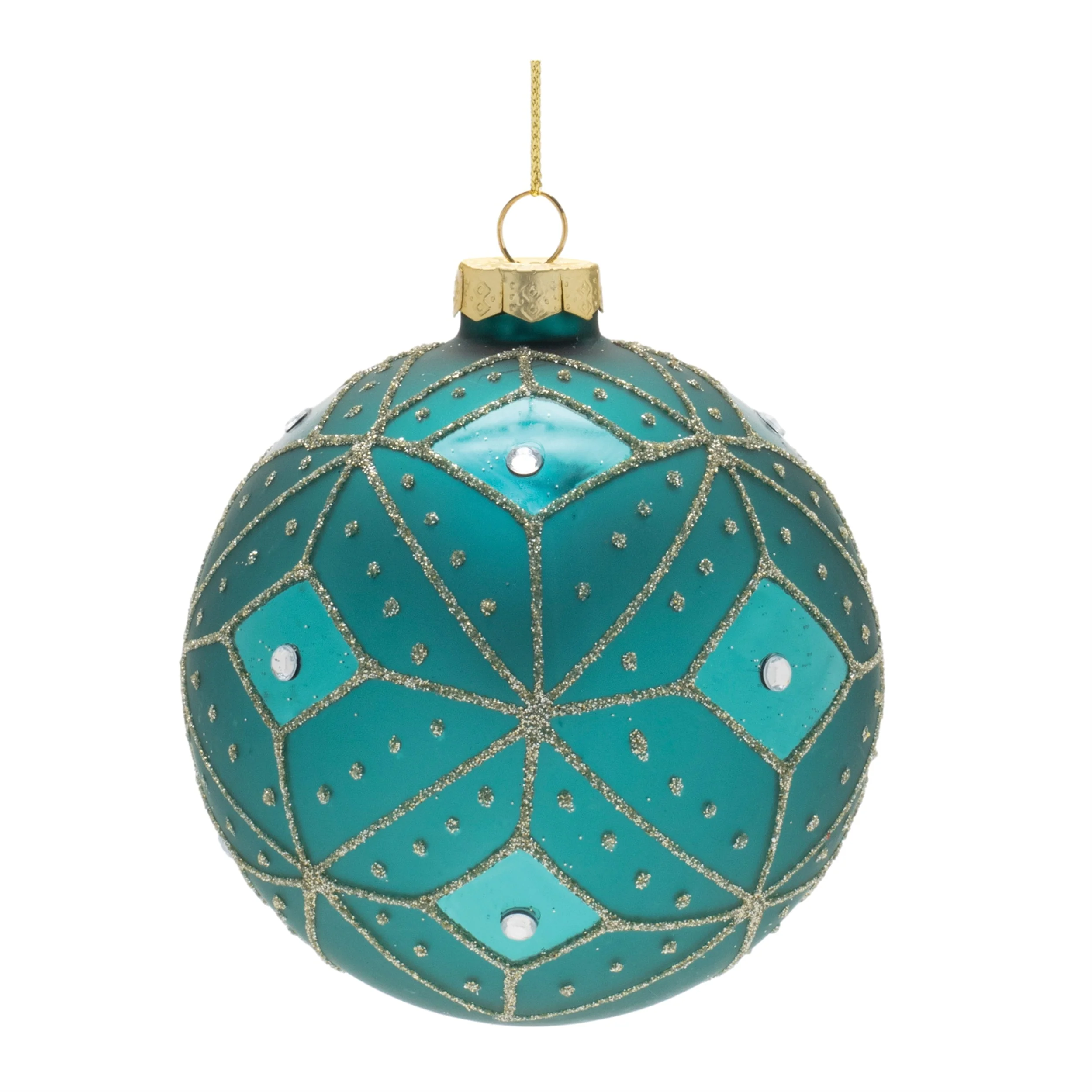 Geometric Glittered Glass Ball Ornament (Set of 6) - Image 4