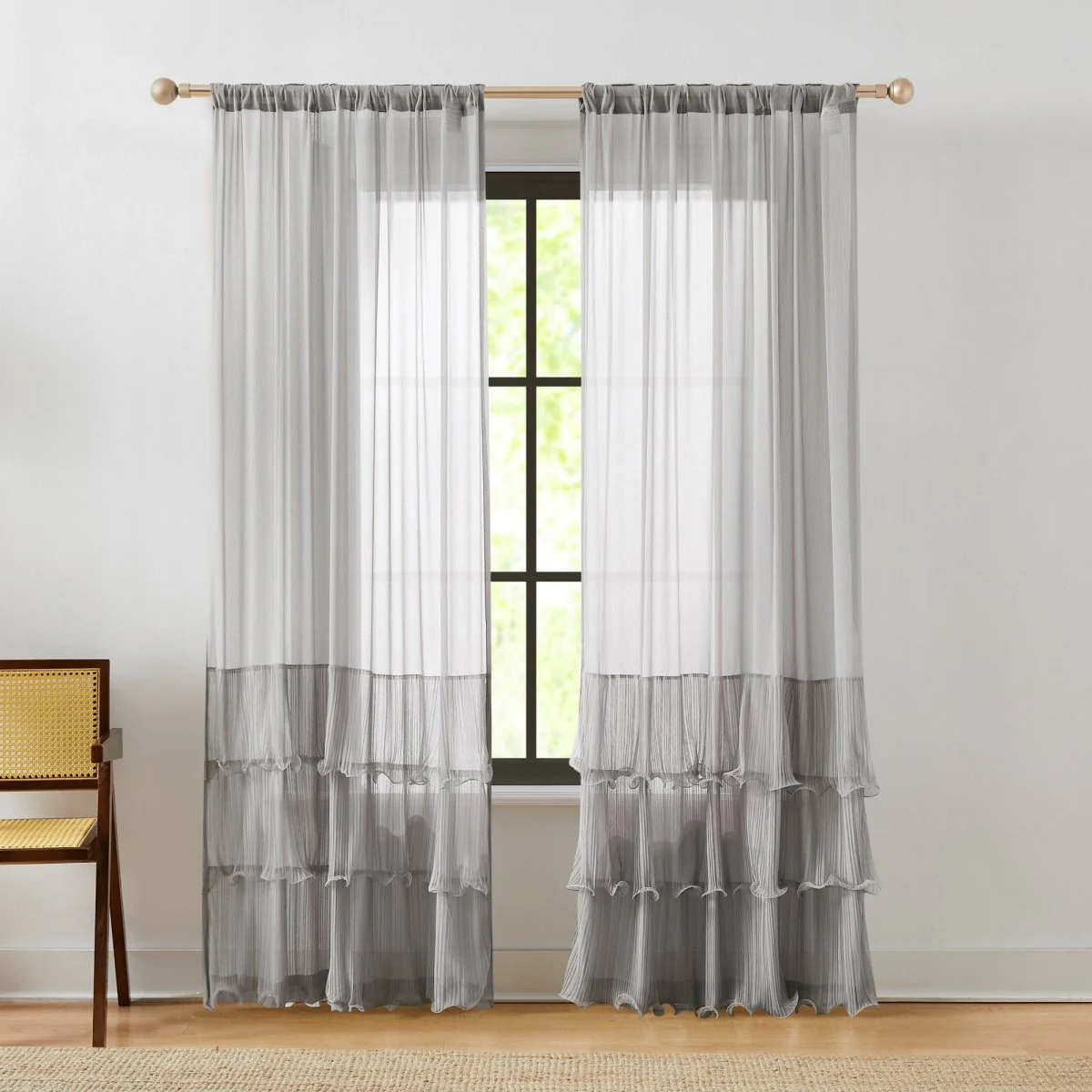 Georgette Sheer Curtain Panels - Image 9