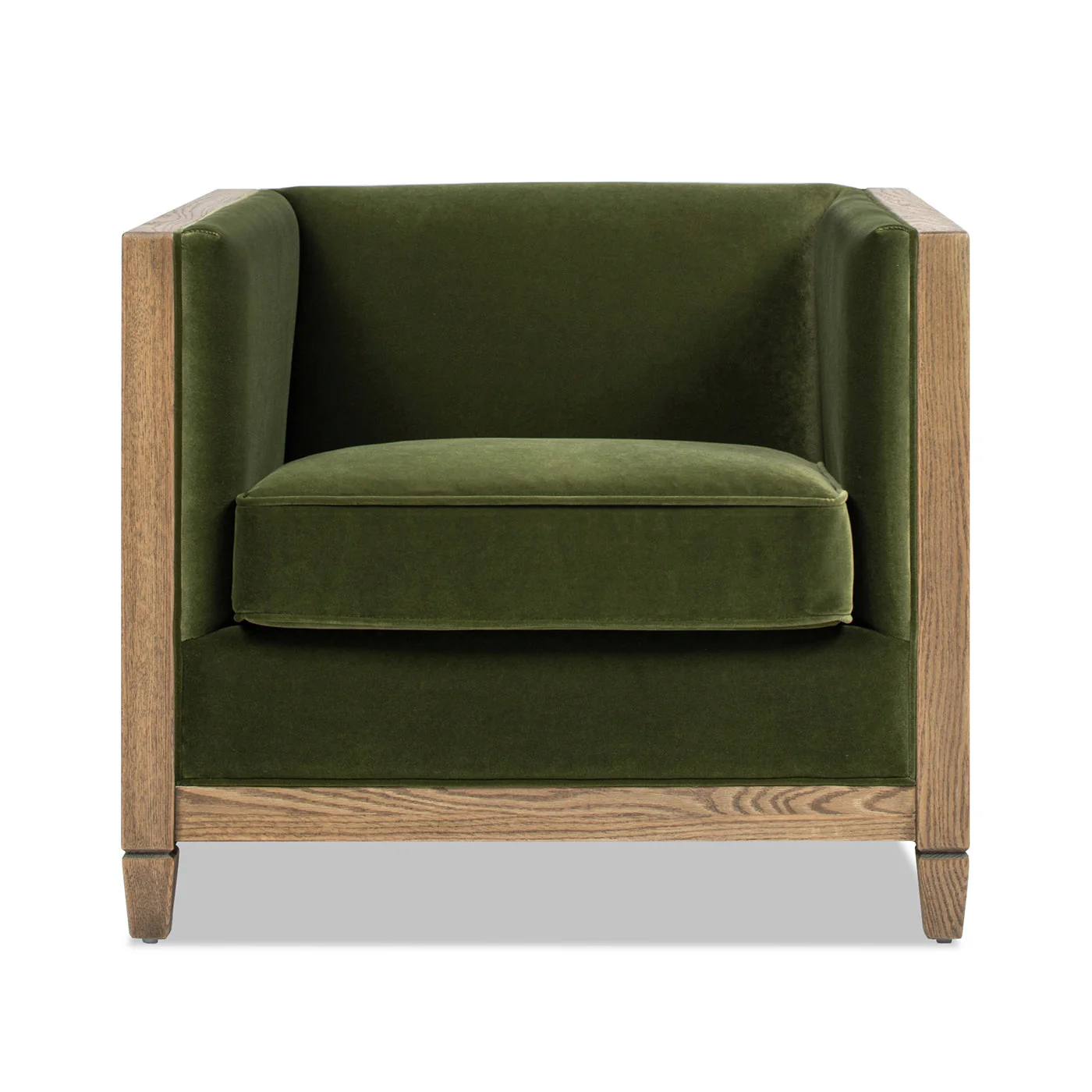 Georgia 34' Cane Rattan Tuxedo Armchair, Olive Green Performance Velvet - Image 3