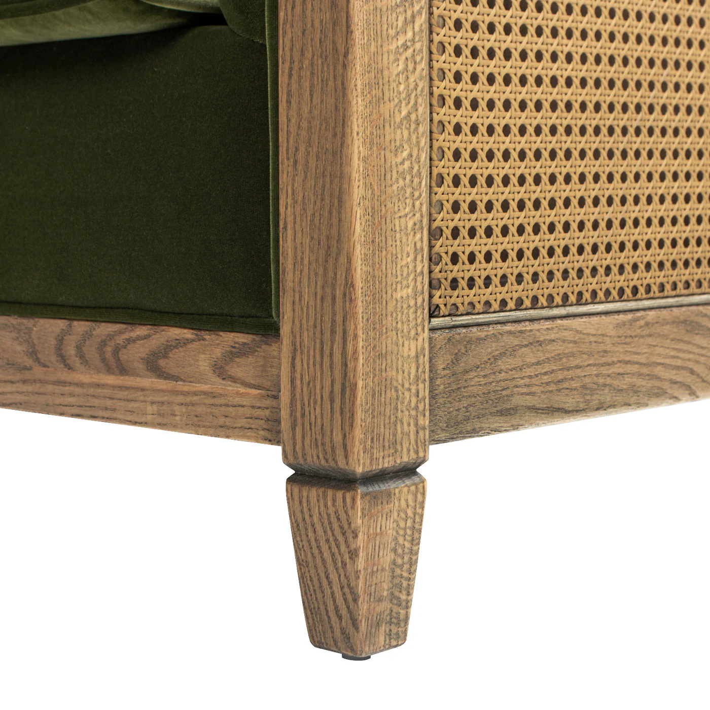 Georgia 34' Cane Rattan Tuxedo Armchair, Olive Green Performance Velvet - Image 4