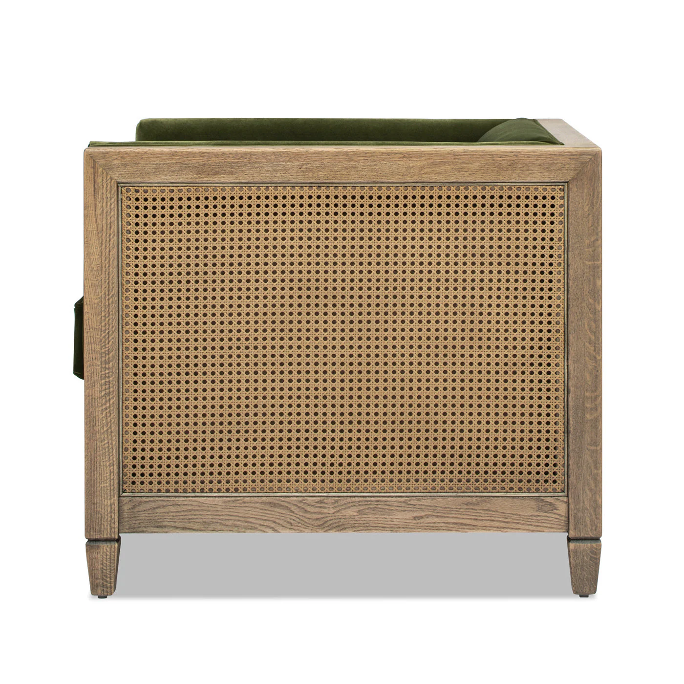 Georgia 34' Cane Rattan Tuxedo Armchair, Olive Green Performance Velvet - Image 6