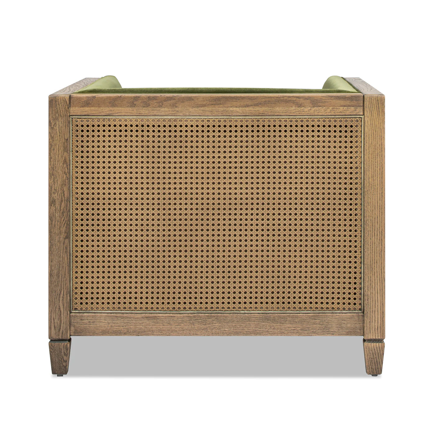 Georgia 34' Cane Rattan Tuxedo Armchair, Olive Green Performance Velvet - Image 7