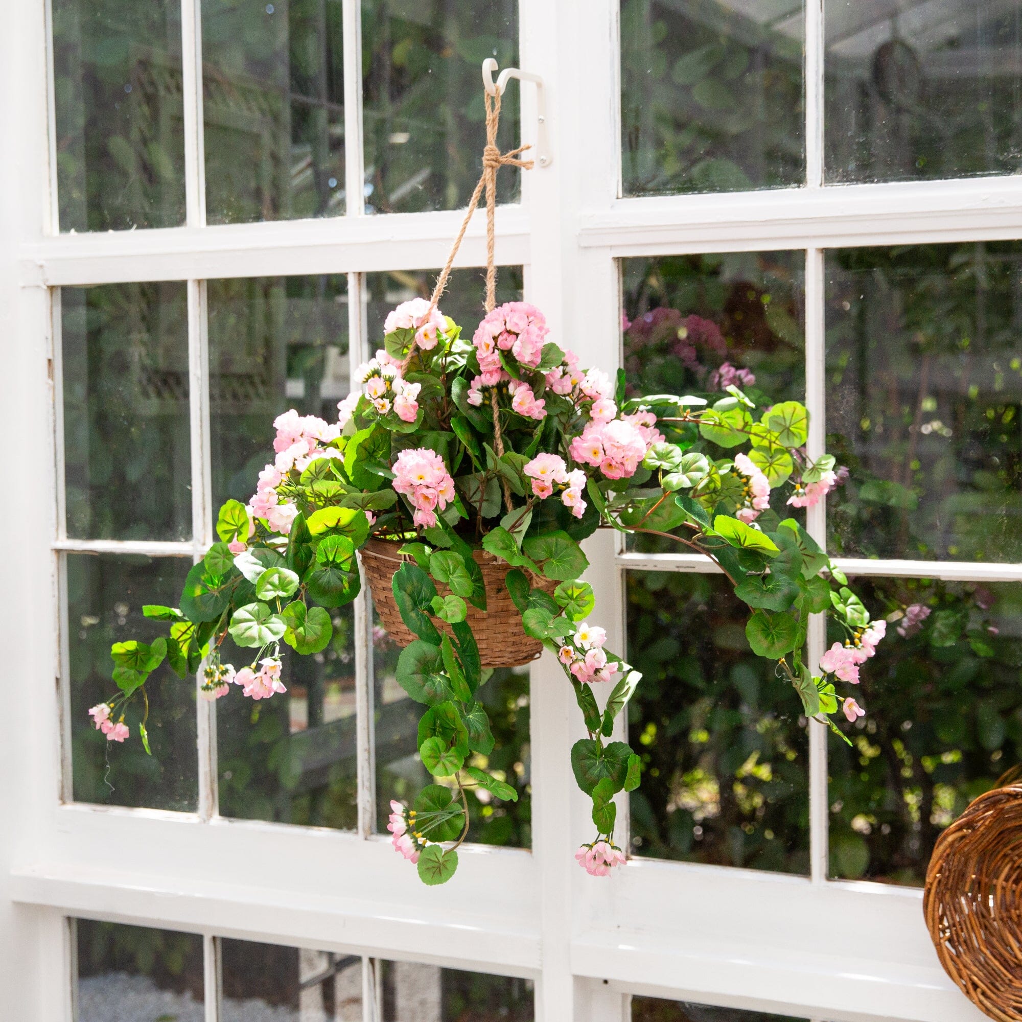 Geranium Hanging Basket Silk Plant - Image 2