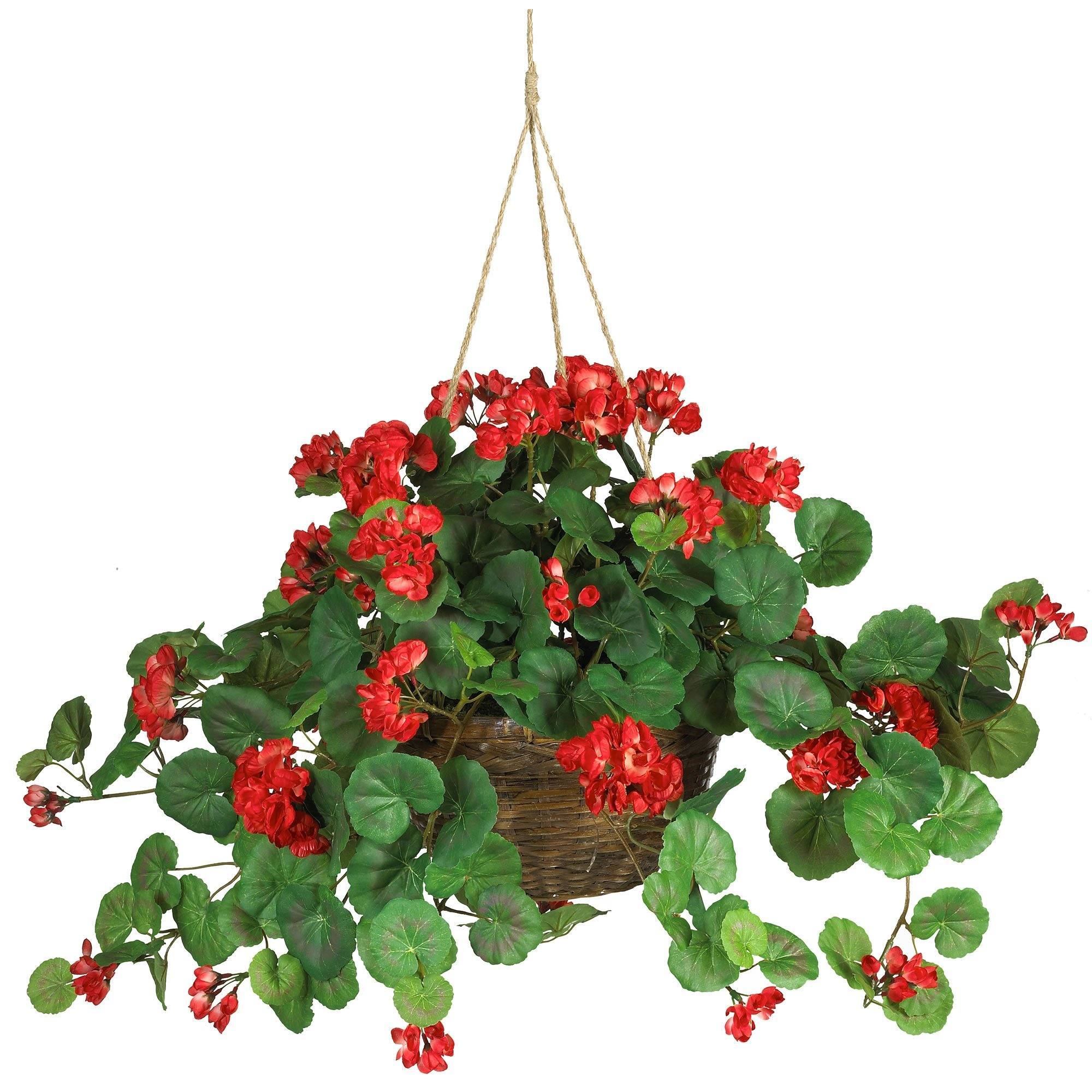 Geranium Hanging Basket Silk Plant - Image 4