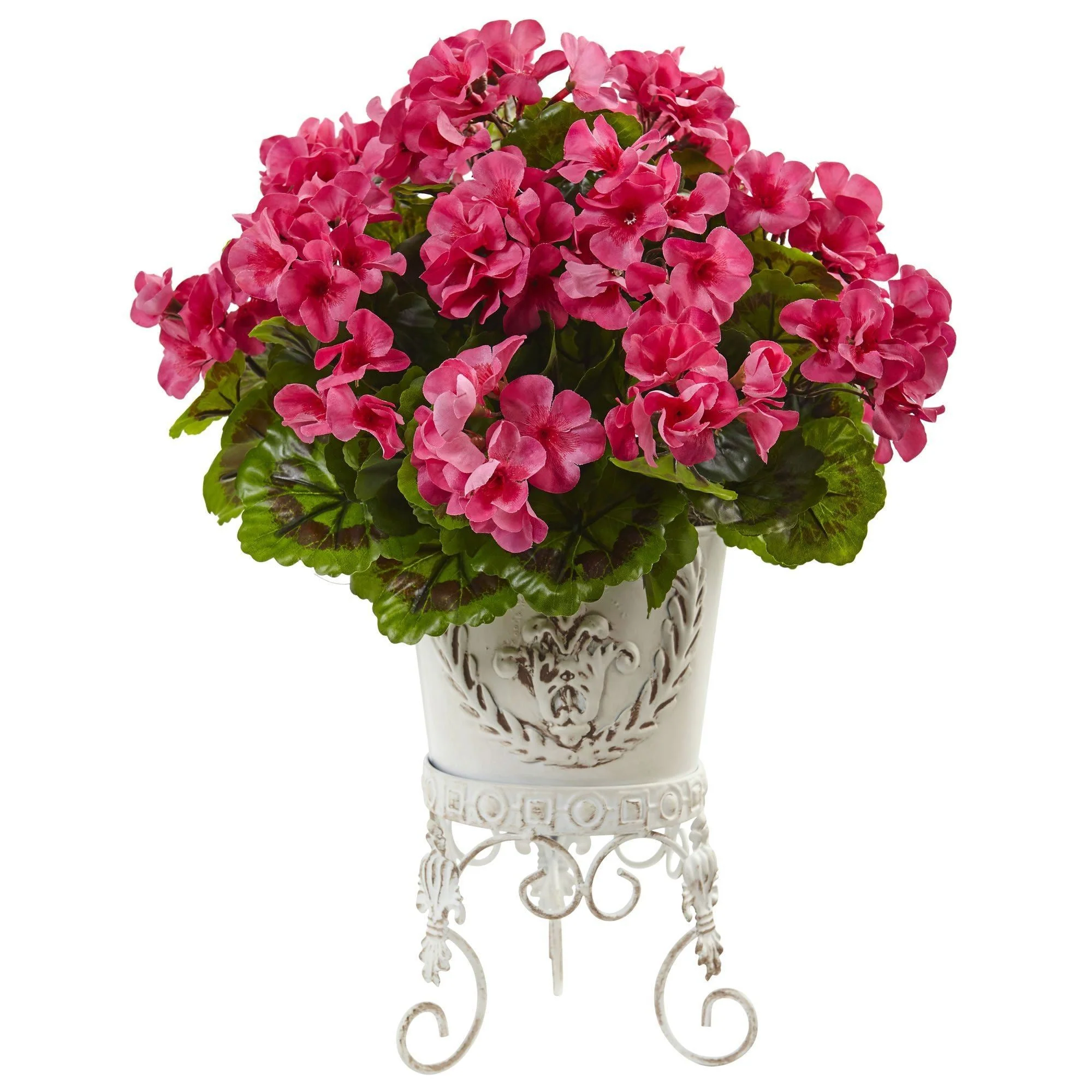 Geranium with Metal Planter UV Resistant (Indoor/Outdoor) - Image 2