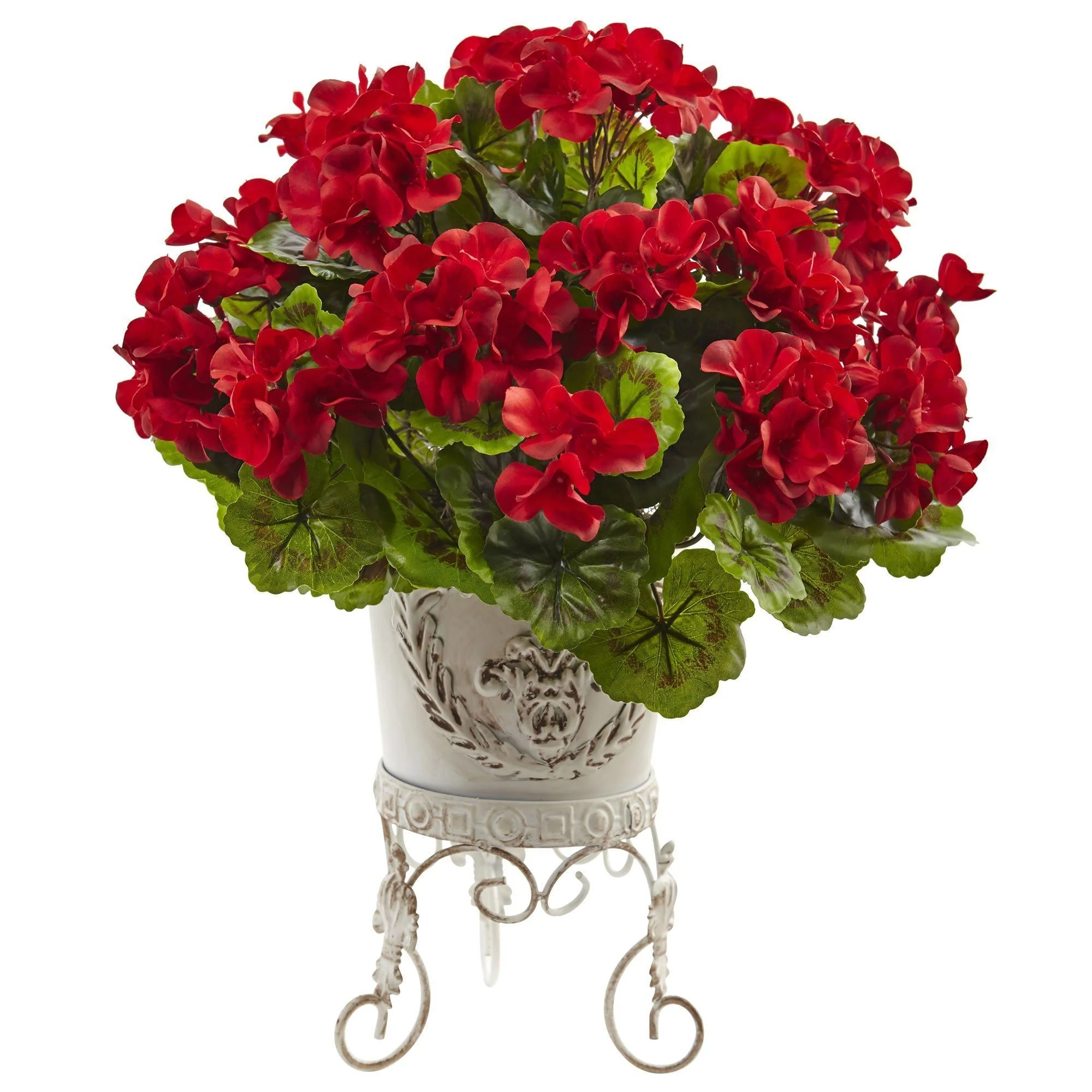 Geranium with Metal Planter UV Resistant (Indoor/Outdoor) - Image 3