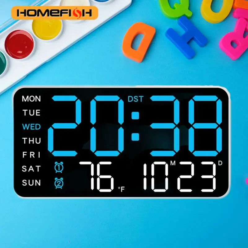 Giant Digital Wall Clock with Temperature Date Time Smart Home LED Display - Image 2
