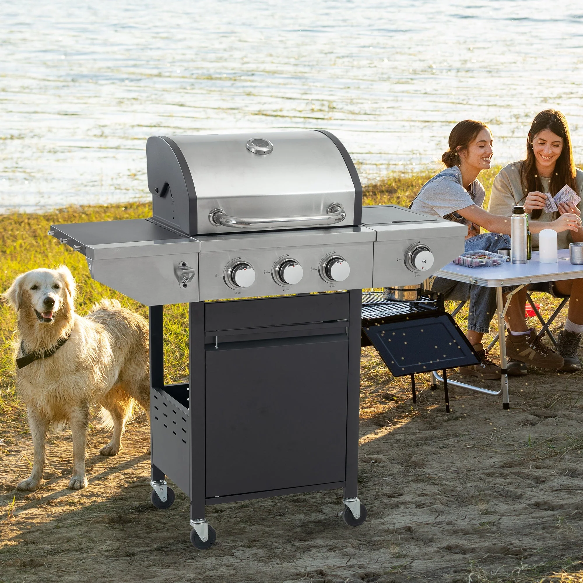GigaTech 3 Burner Stainless Steel Propane Grill with Side Burner - Image 6