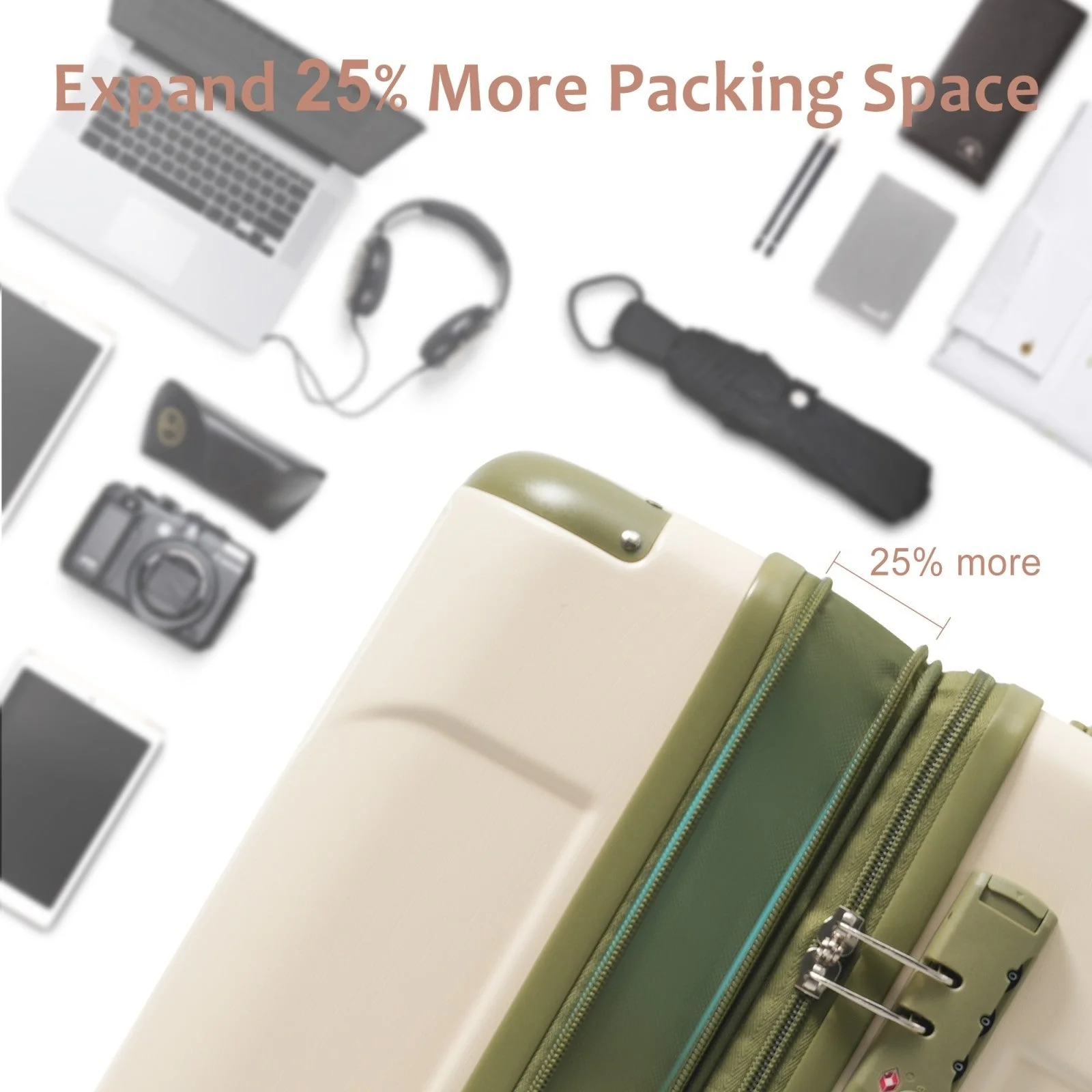GigaTech 3-Piece Expandable Hard Shell Luggage Set with TSA Lock - Image 3