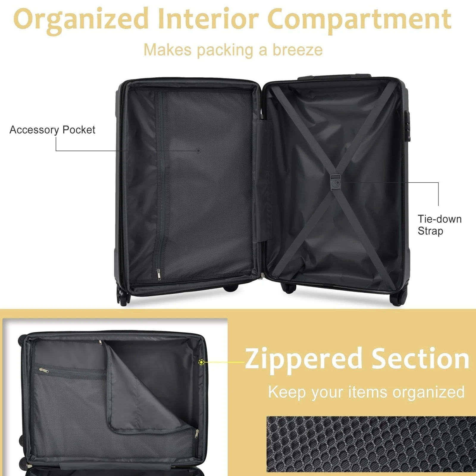 GigaTech 3-Piece Expandable Hard Shell Luggage Set with TSA Lock - Image 7
