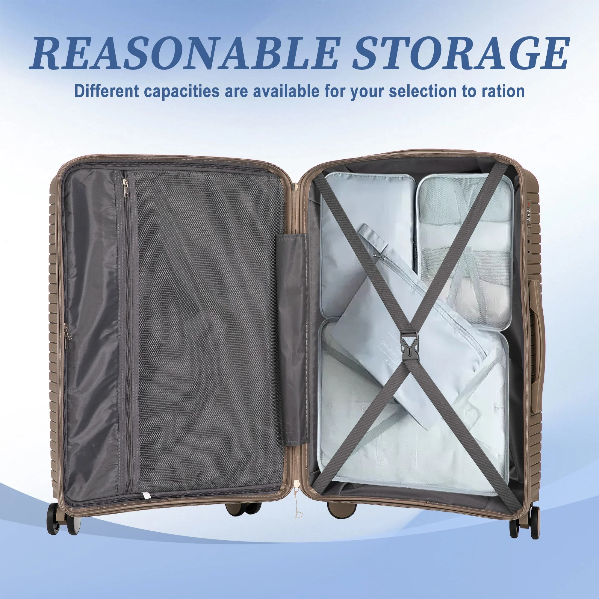 Gigatech 3-Piece PP Spinner Wheel Luggage Set (Champagne) - Image 12