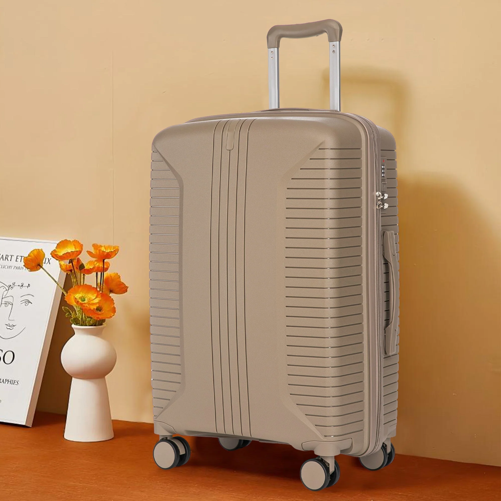 Gigatech 3-Piece PP Spinner Wheel Luggage Set (Champagne) - Image 4