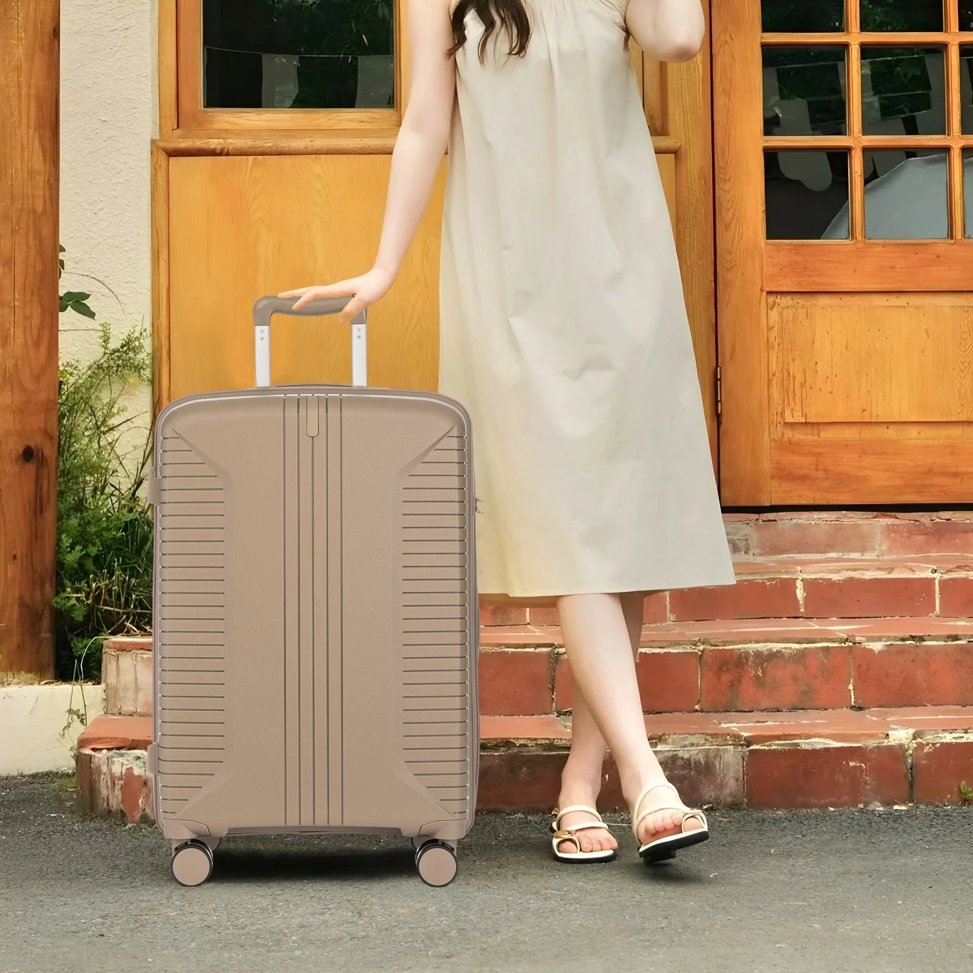 Gigatech 3-Piece PP Spinner Wheel Luggage Set (Champagne) - Image 6