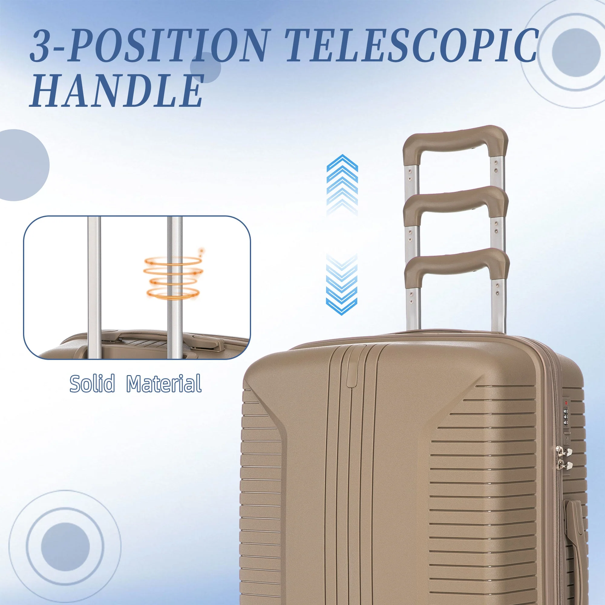 Gigatech 3-Piece PP Spinner Wheel Luggage Set (Champagne) - Image 9