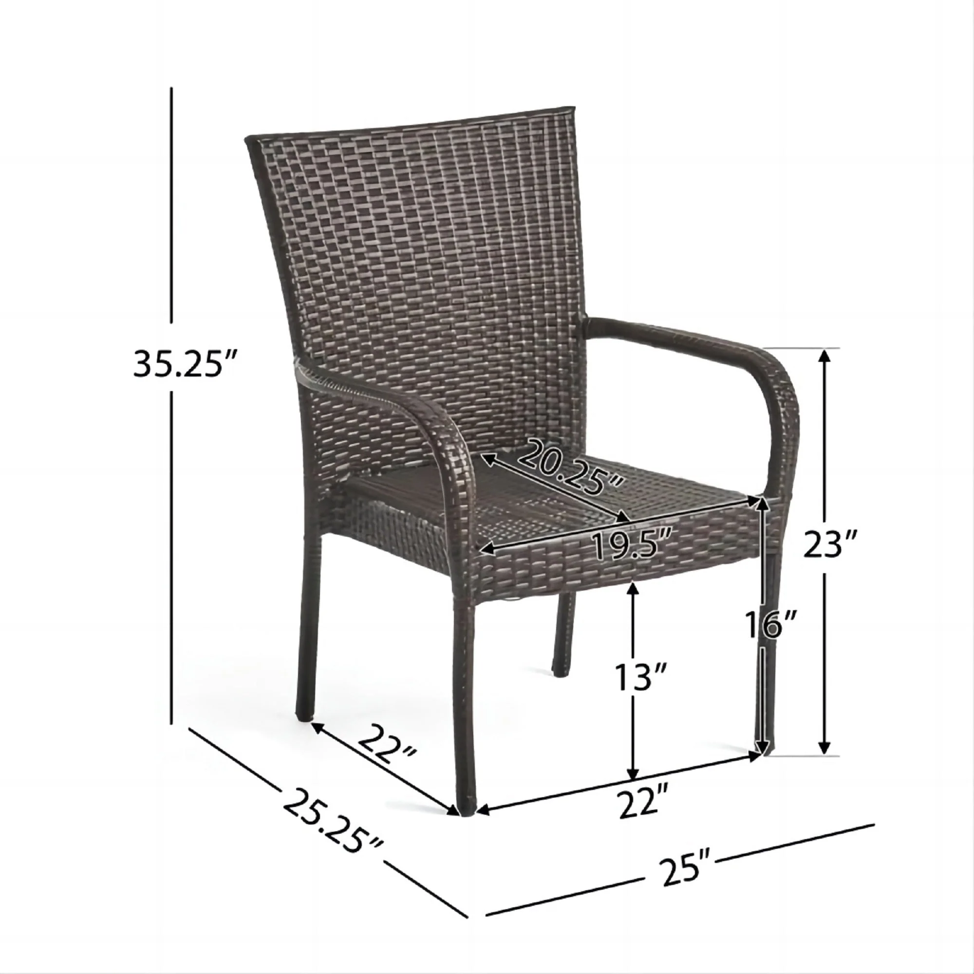 GigaTech Brown PE Rattan Outdoor Chairs Set of 3 - Image 4