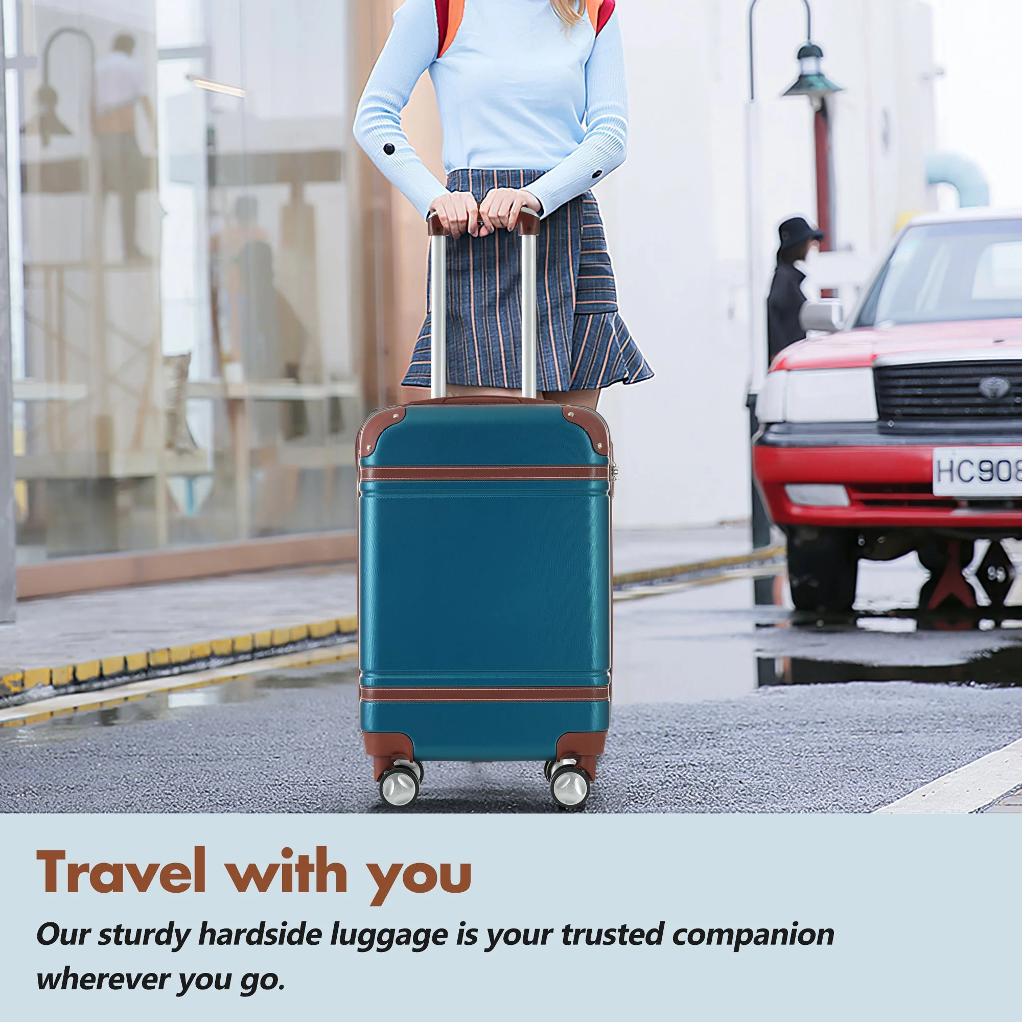 GigaTech Hardshell 3-Piece Lightweight Luggage Set - Blue 28 Inch - Image 3