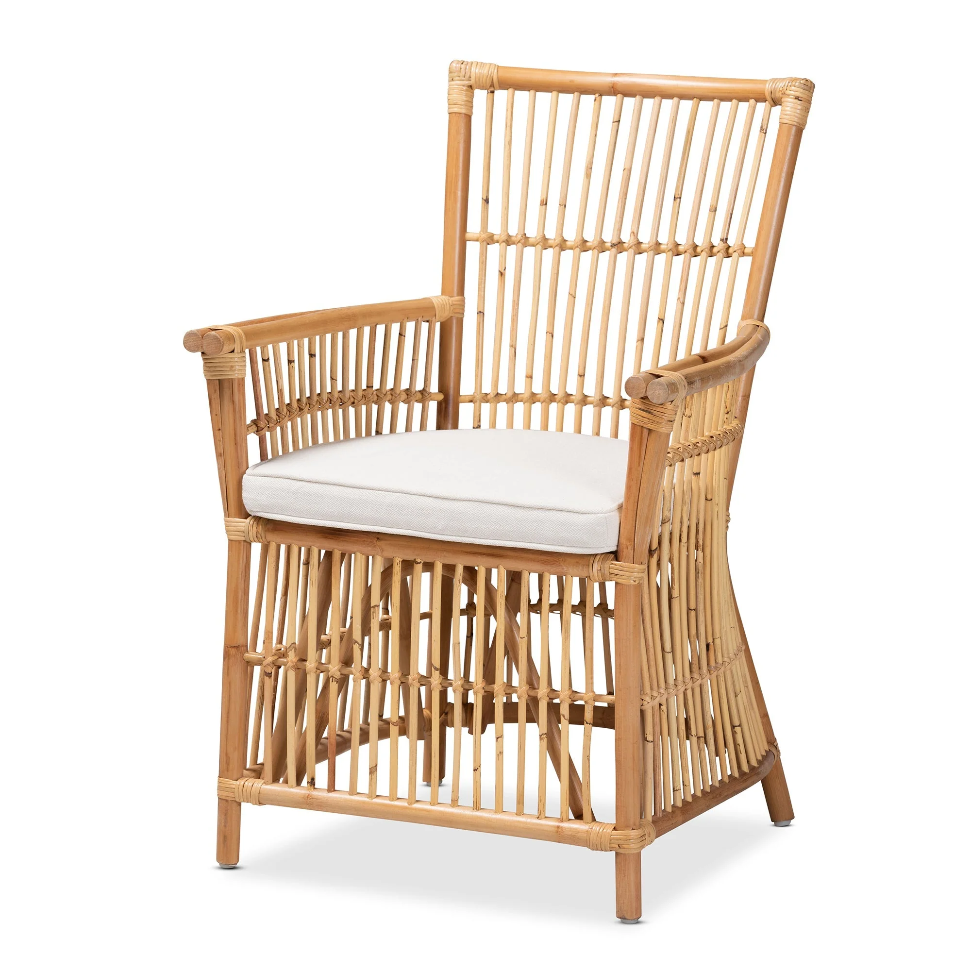 GigaTech Modern Bohemian White Rattan Accent Chair