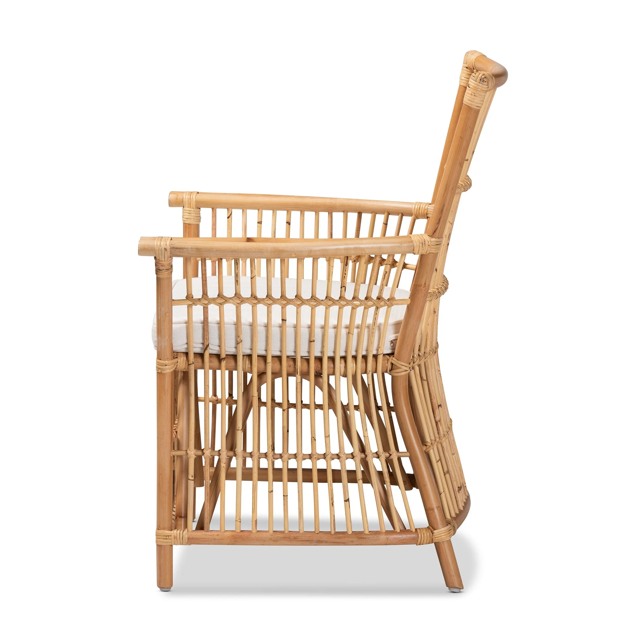 GigaTech Modern Bohemian White Rattan Accent Chair - Image 4
