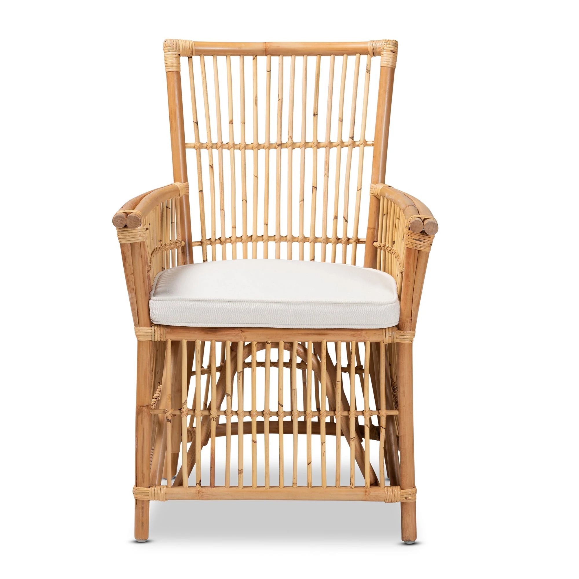 GigaTech Modern Bohemian White Rattan Accent Chair - Image 6