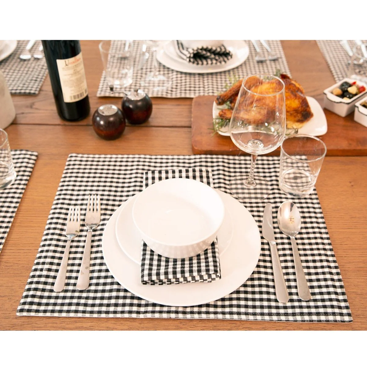 Gingham Check Yarn Dyed Napkin 4-Pack Set - Image 5