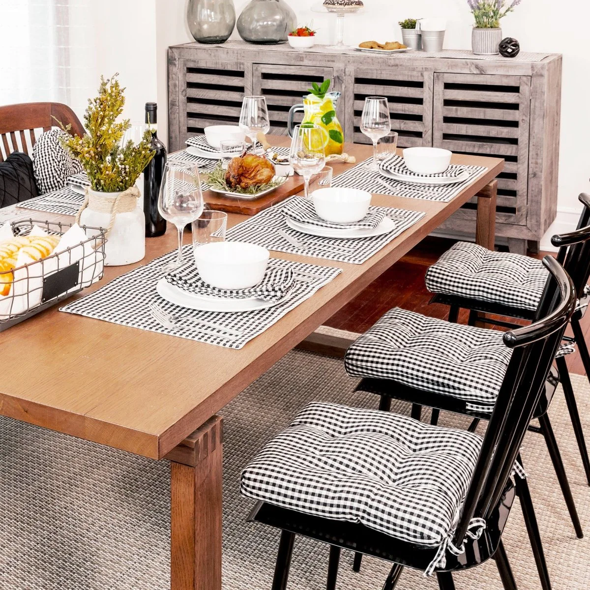 Gingham Check Yarn Dyed Placemat 4-Pack Set - Image 6