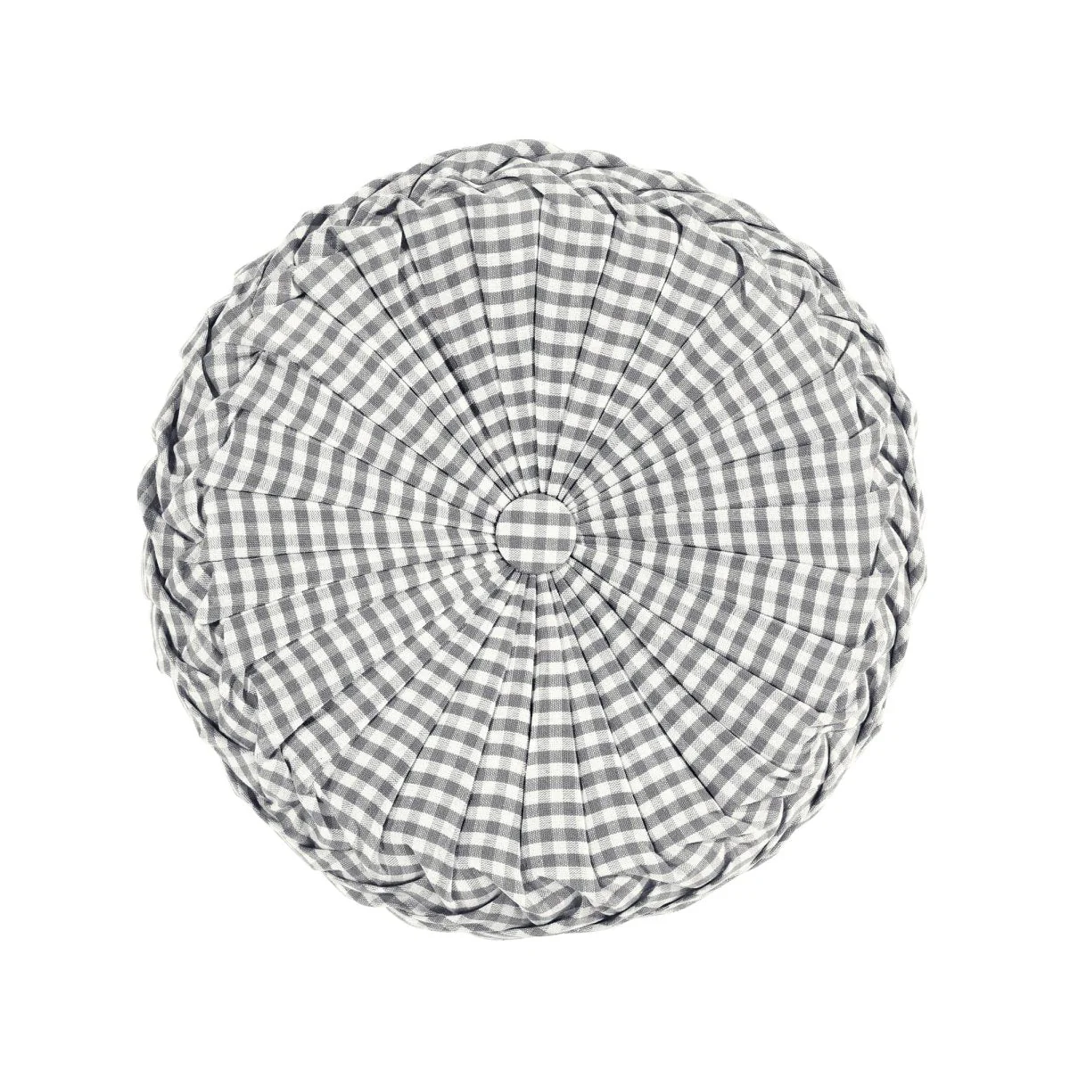 Gingham Check Yarn Dyed Pleated Decorative Pillow - Image 2
