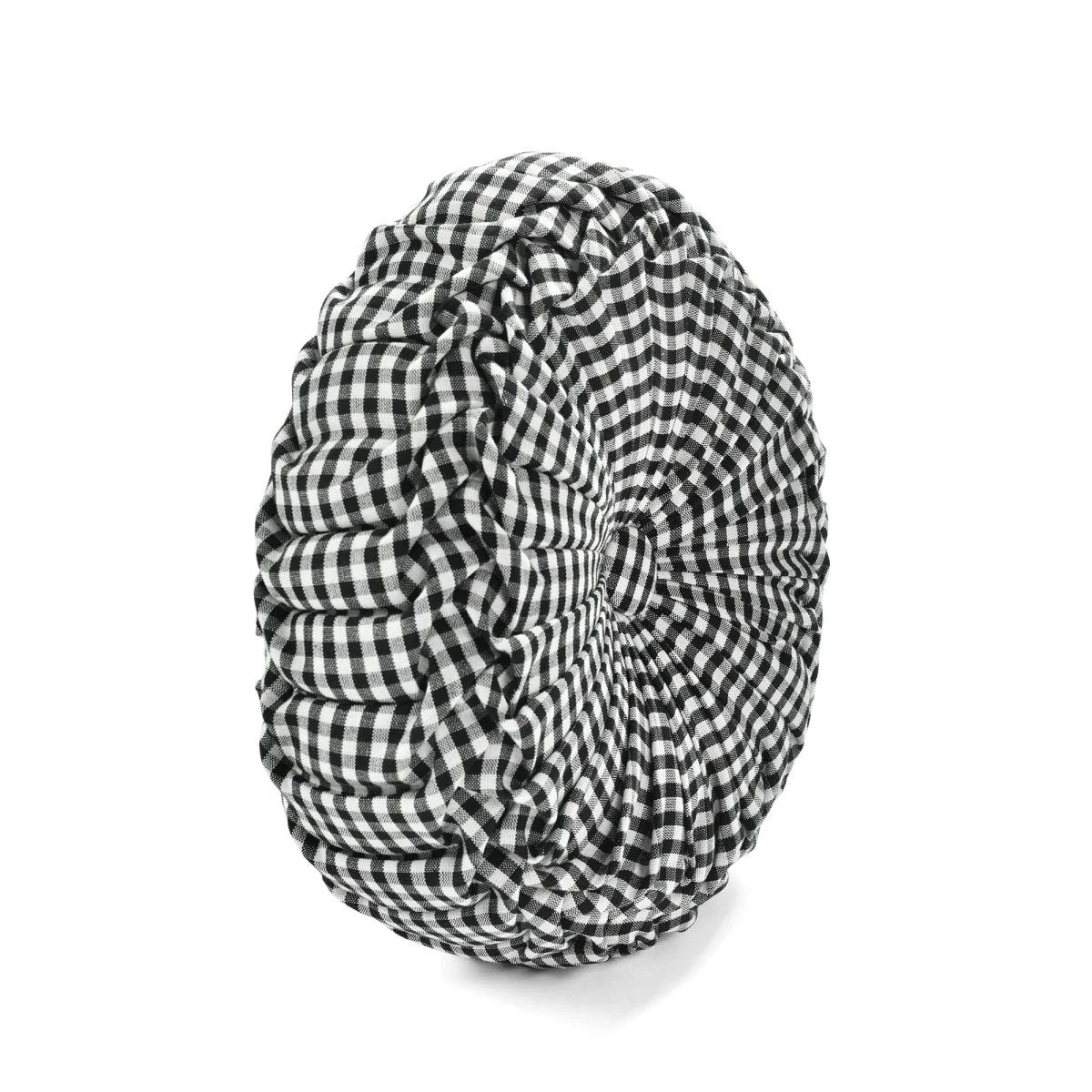 Gingham Check Yarn Dyed Pleated Decorative Pillow - Image 3
