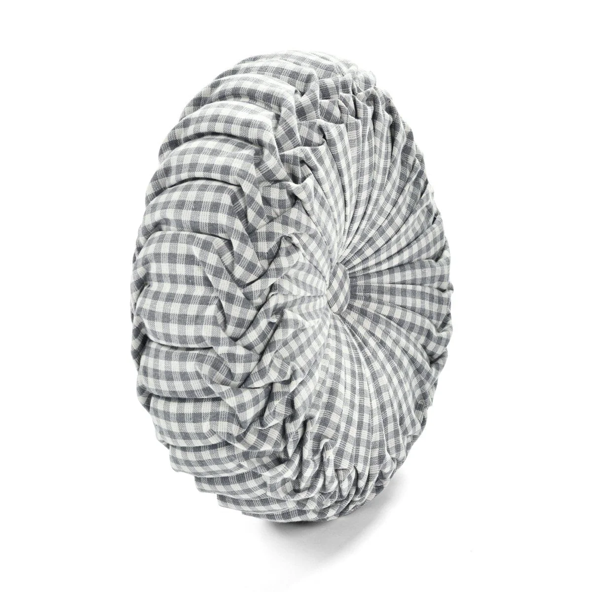 Gingham Check Yarn Dyed Pleated Decorative Pillow - Image 6