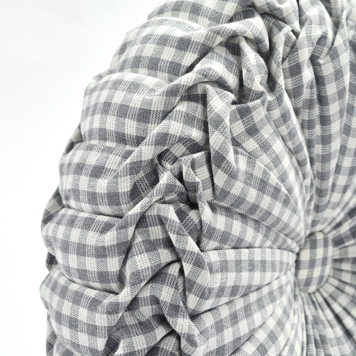 Gingham Check Yarn Dyed Pleated Decorative Pillow - Image 8