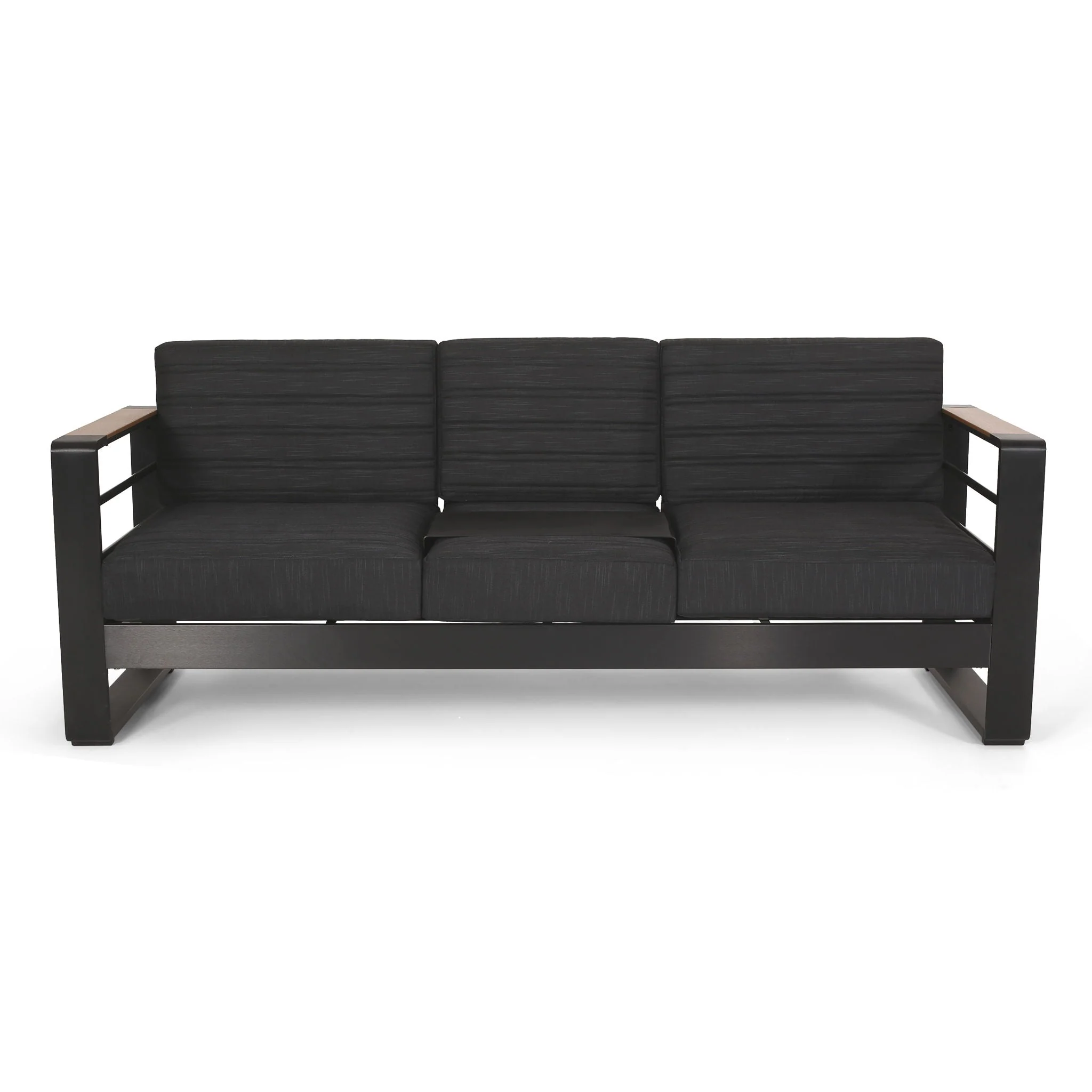 Giovanna 3 Seater Sofa With Aluminum Frame And Water Repellence Cushions - Black - Image 2