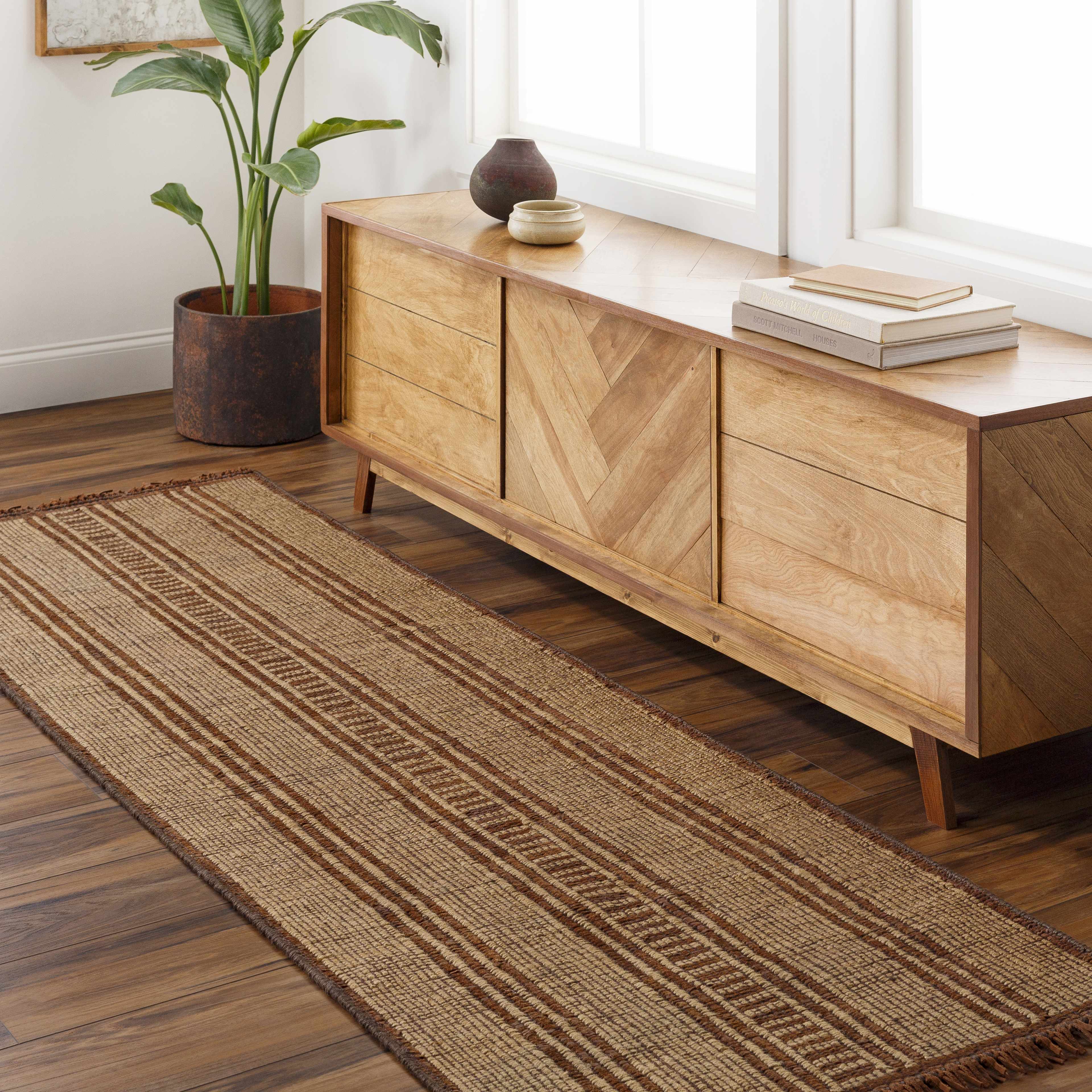 Gita Jute & Leather Rug - Image 2